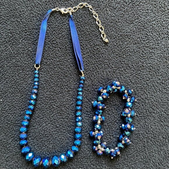 Crystal Bead Necklace and Bracelet Set,EUC - Picture 1 of 7